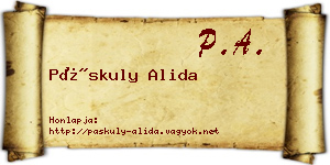 Páskuly Alida névjegykártya